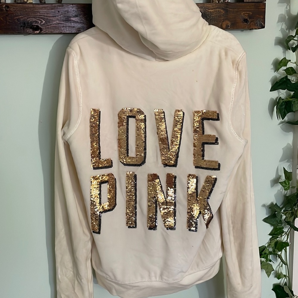 Victoria’s Secret PINK sequined fur hoodie